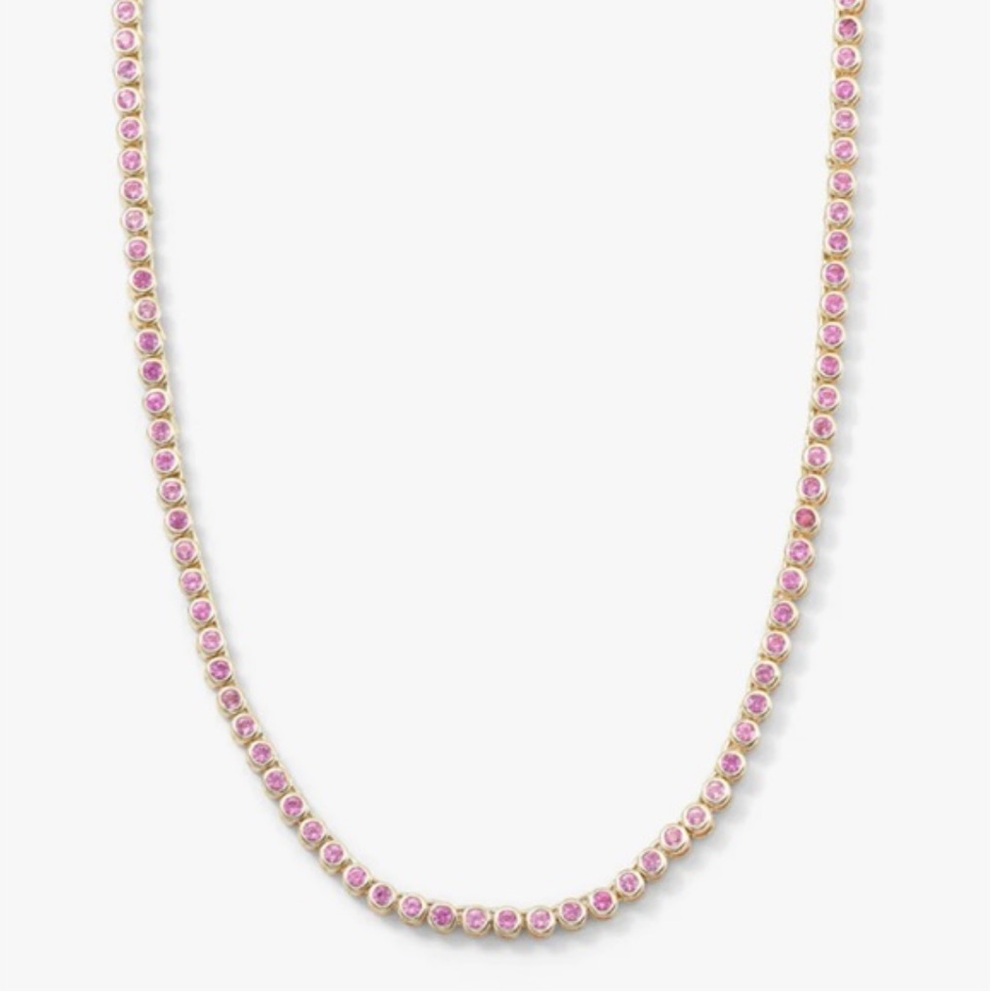NWT Melinda Maria Pink “Baby Baroness” Tennis Necklace
